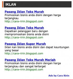 Iklan Teks Blog Cara Ririn
