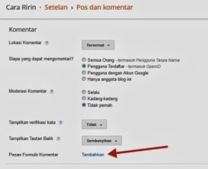 Cara Membuat Pesan Komentar Blog 2