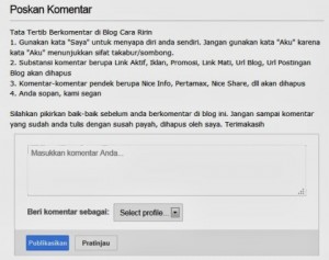 Cara Membuat Pesan Komentar Blog 4