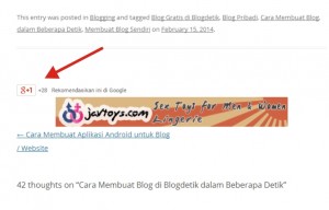 Cara Pasang Tombol Plus One Google+ di Postingan Blog 2