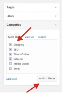 membuat menu dari kategori label artikel wordpress