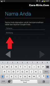 Formulir Pendaftaran Akun Email dari Google versi Ponsel