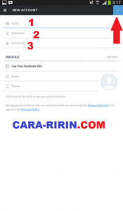 Formulir Pendaftaran Akun Instagram Baru