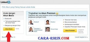 Pilih Jenis Akun Basic untuk Akun Gratis di Situs Linkedin