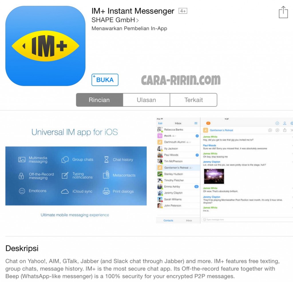 IM+ Instant Messenger Solusi Alternatif YM di IPad dan IPhone